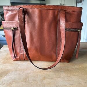 Fossil Brown leather tote